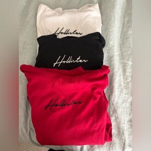 Hollister Red and Black Long Sleeve Tees Signature Style